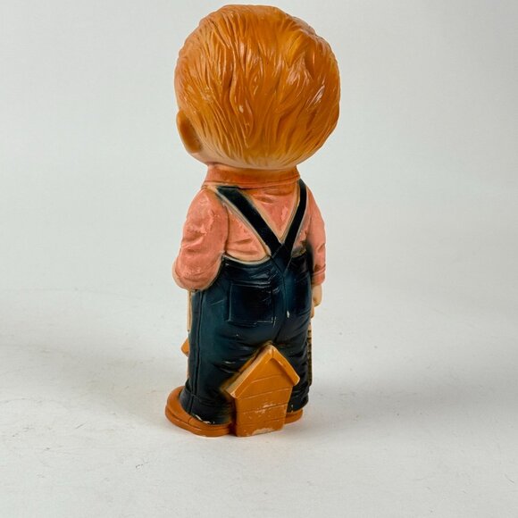 Vintage 1968 Little Carpenter Boy by J.L. Prescott Co. Rubber Squeak Toy - Picture 2 of 4